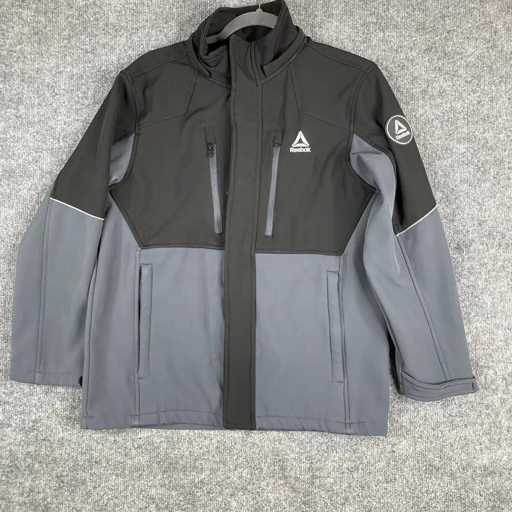 Reebok Jacket‎ Boys Size 14/16 Black Gray Softshell Full Zip Outdoor Activewear